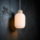 Modern Pendant Light Timber Ribbed Opal Glass 13cm E27 60W Modern Pendant Light Timber Ribbed Opal Glass 13cm E27 60W
